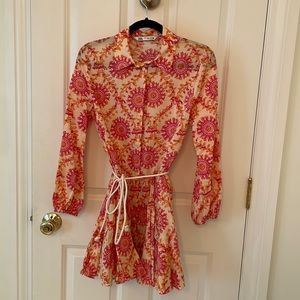 Zara shirt dress pink with belt